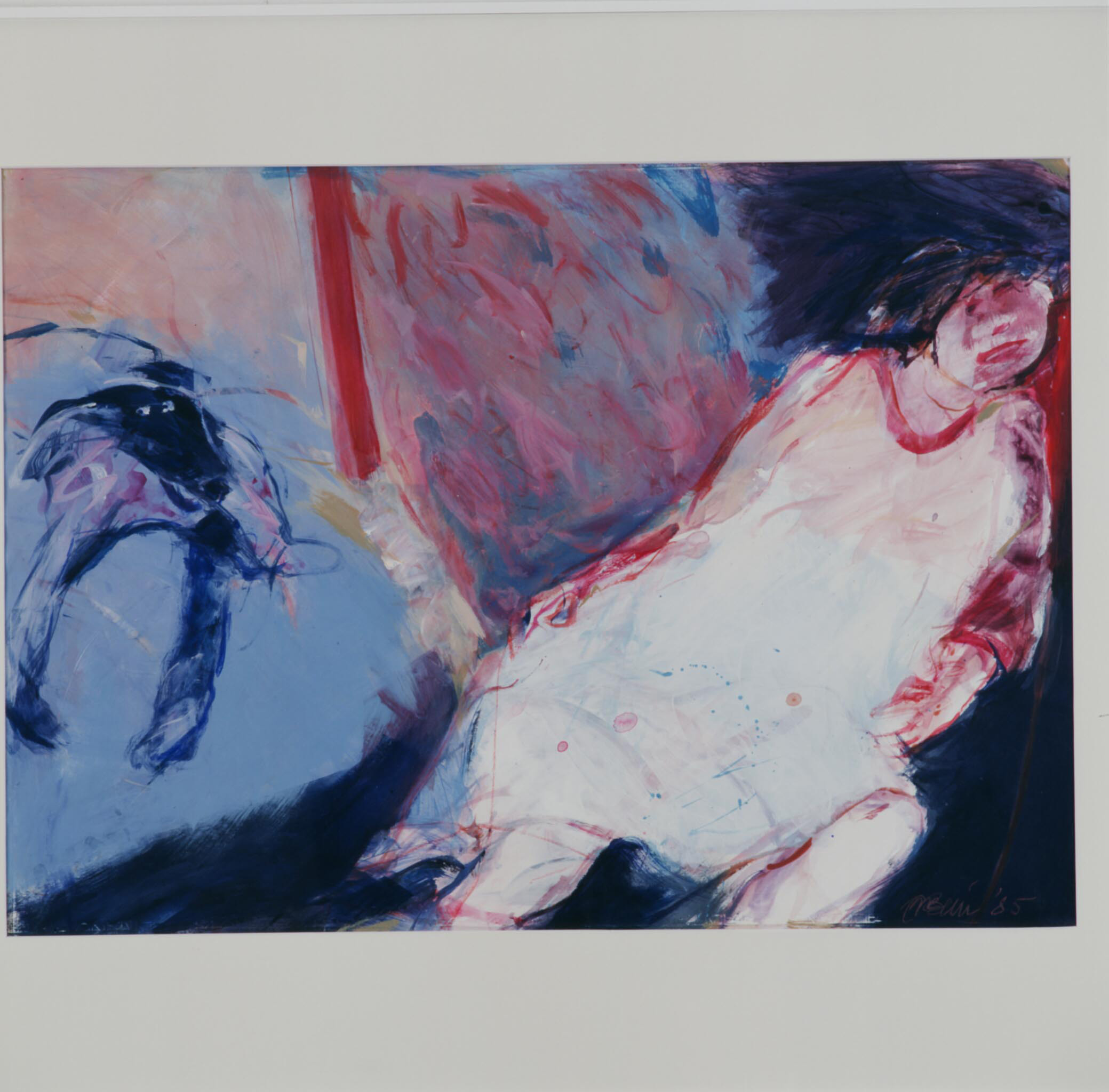 Kunstwerk Meisje met blauwe hond door Bruin de, Margriet