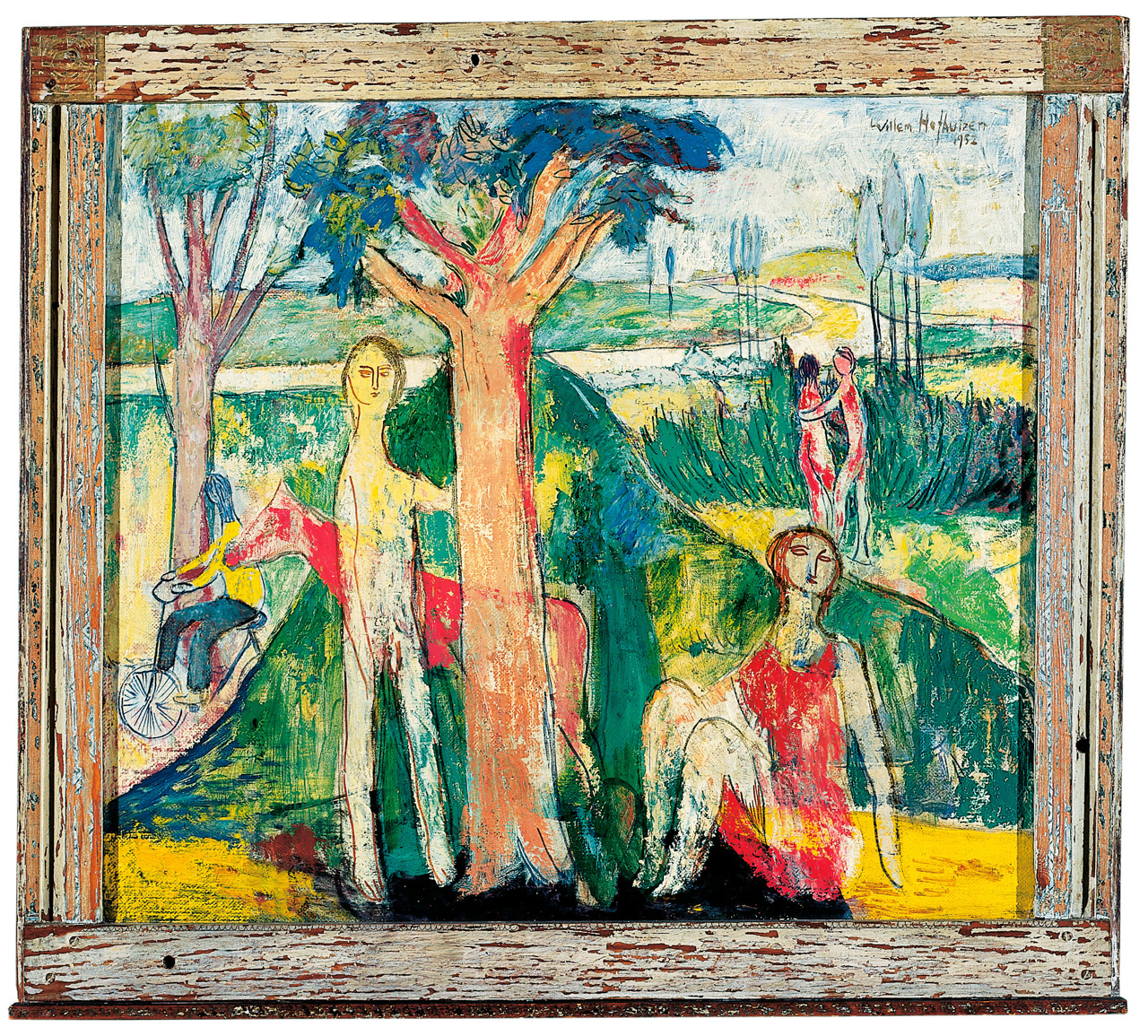 Kunstwerk Arcadisch landschap door Hofhuizen, Willem