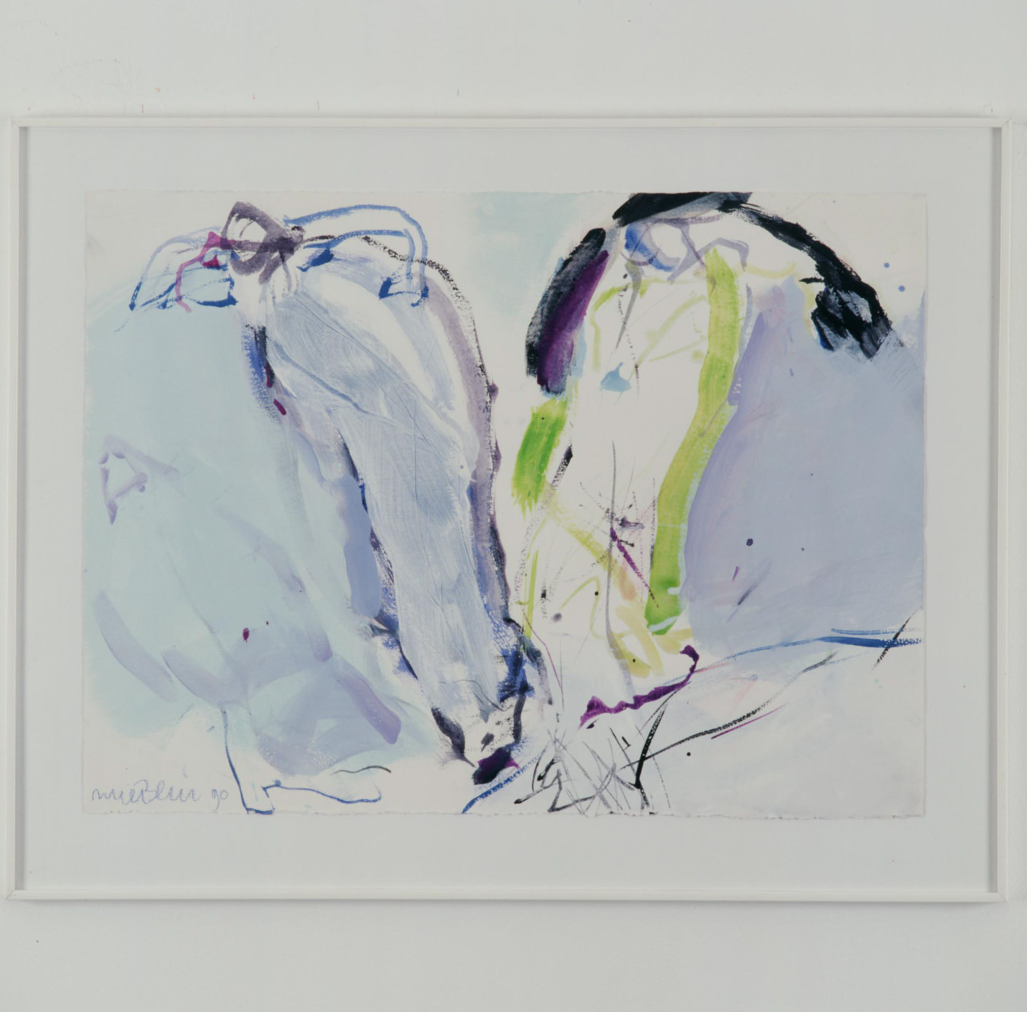 Kunstwerk Wandeling in lichtblauw door Bruin de, Margriet