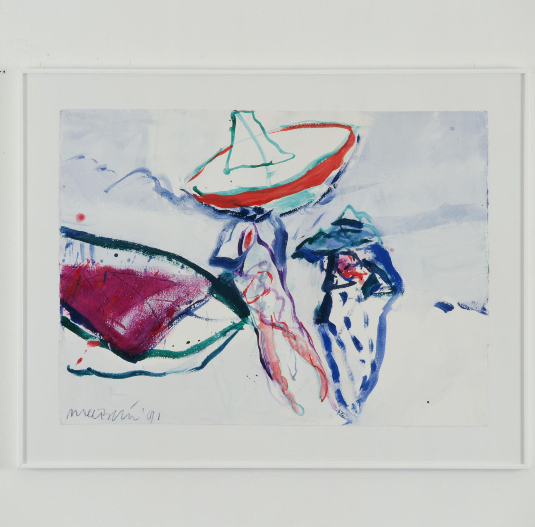 Kunstwerk Bootje in rood door Bruin de, Margriet